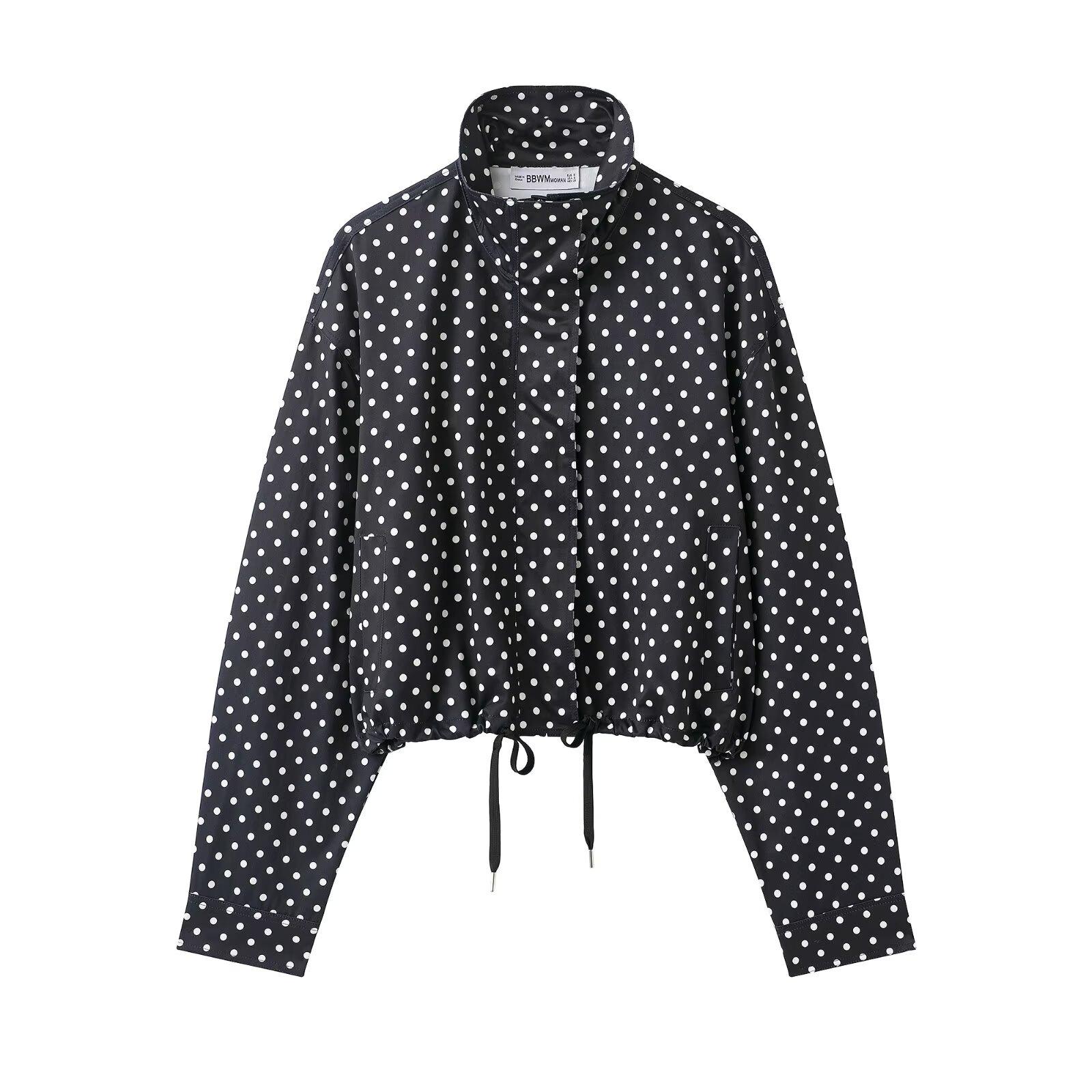 New Summer Women's Polka Dot Blazer, Y2K Street Style Casual Spot Design, Fashionable Long-Sleeved Top
