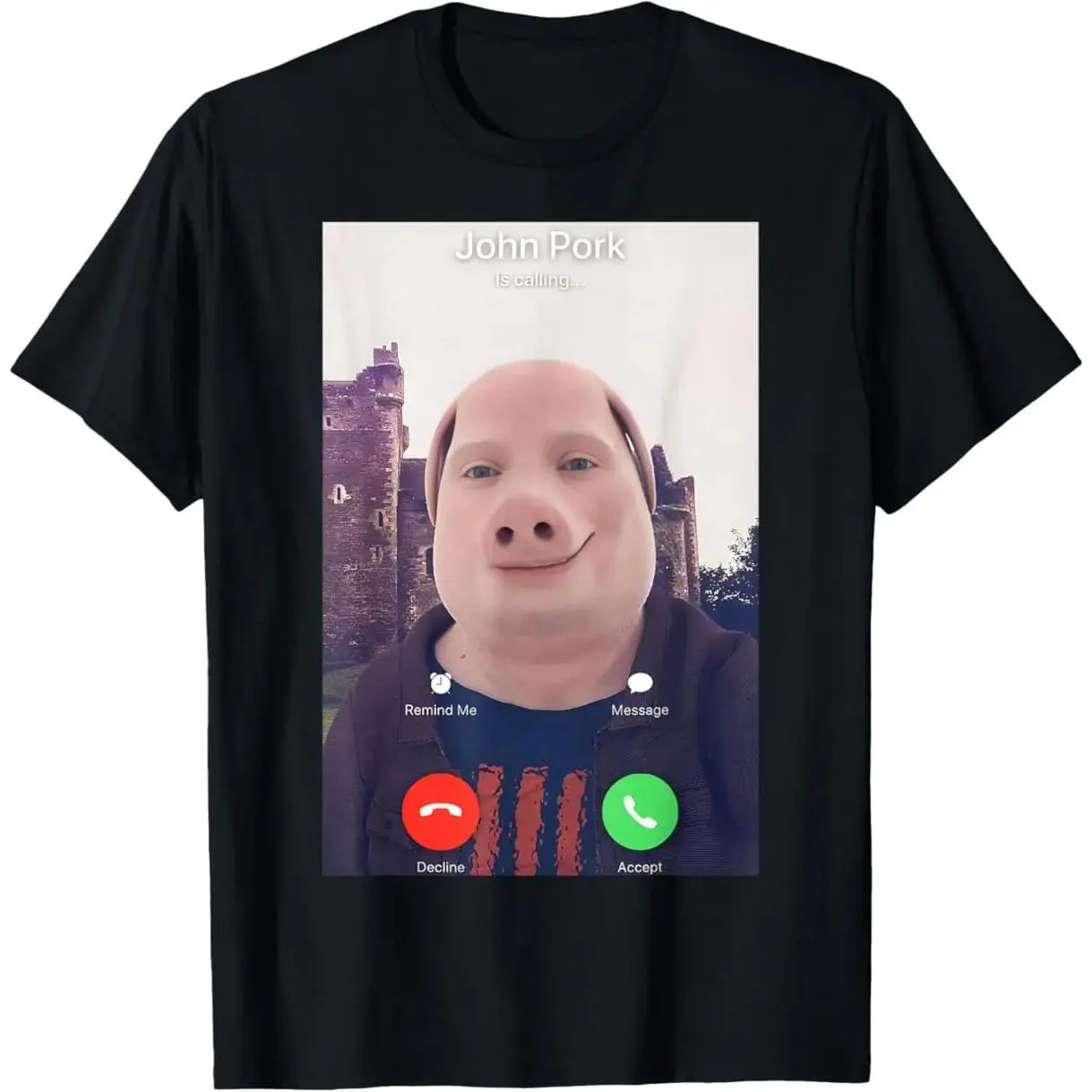 Men's John Pork Calling Graphic Print T-Shirt - Soft, Regular Fit, Cotton Blend, Short Sleeve, Round Neck, Breathable, Casual Wear, Streetwear Classic Menswear Top