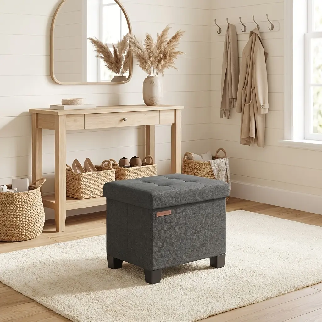 Multi-Purpose Legged Storage Ottoman, Compact Foot Rest Stool with Max 660 Lbs Capacity, Ideal for Living Room Bedroom Dorm Storage