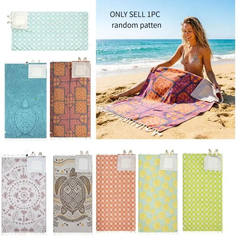 2-in-1 beach towel, Travel Towels, convertible towel with storage backpack, featuring an interior zippered pocket and sand-resistant fabric, extra-large wearable beach bag, quick-drying and foldable mat, suitable for camping, vacations, and the beach