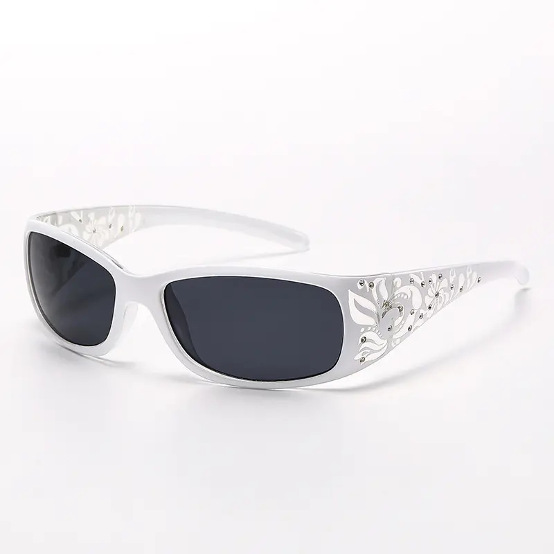 Fashionable and unique patterned frame sunglasses for women, laser-embellished with diamonds, trendy and stylish sunglasses, UV protection driving glasses