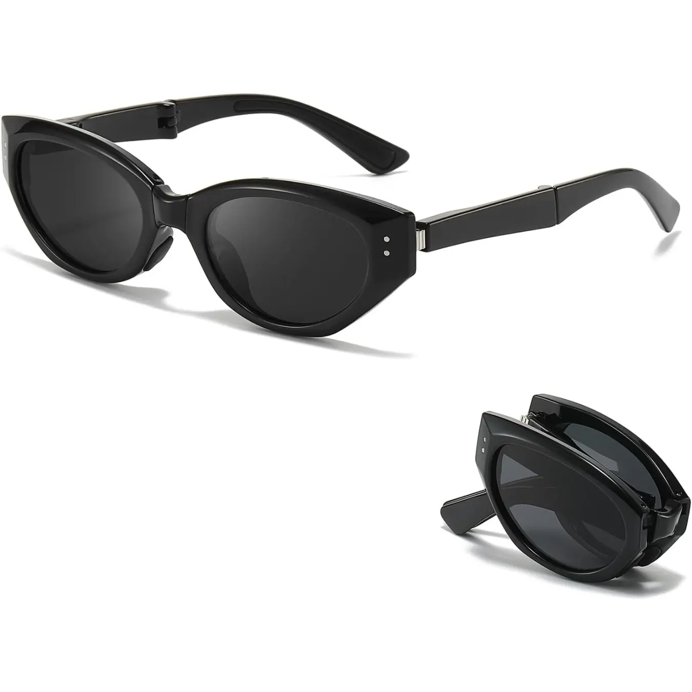 IGNaef Foldable Cat Eye Sunglasses for Women and Men, Polarized UV Protection, Folding Sunglasses with Case IF535