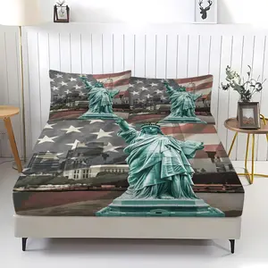 250th Anniversary Printed Pattern Bed Sheet from the United States, including 1 bedsheet and 2 pillowcases, with anti slip dust cover suitable for bedrooms and guest rooms, suitable for personal use or gift giving