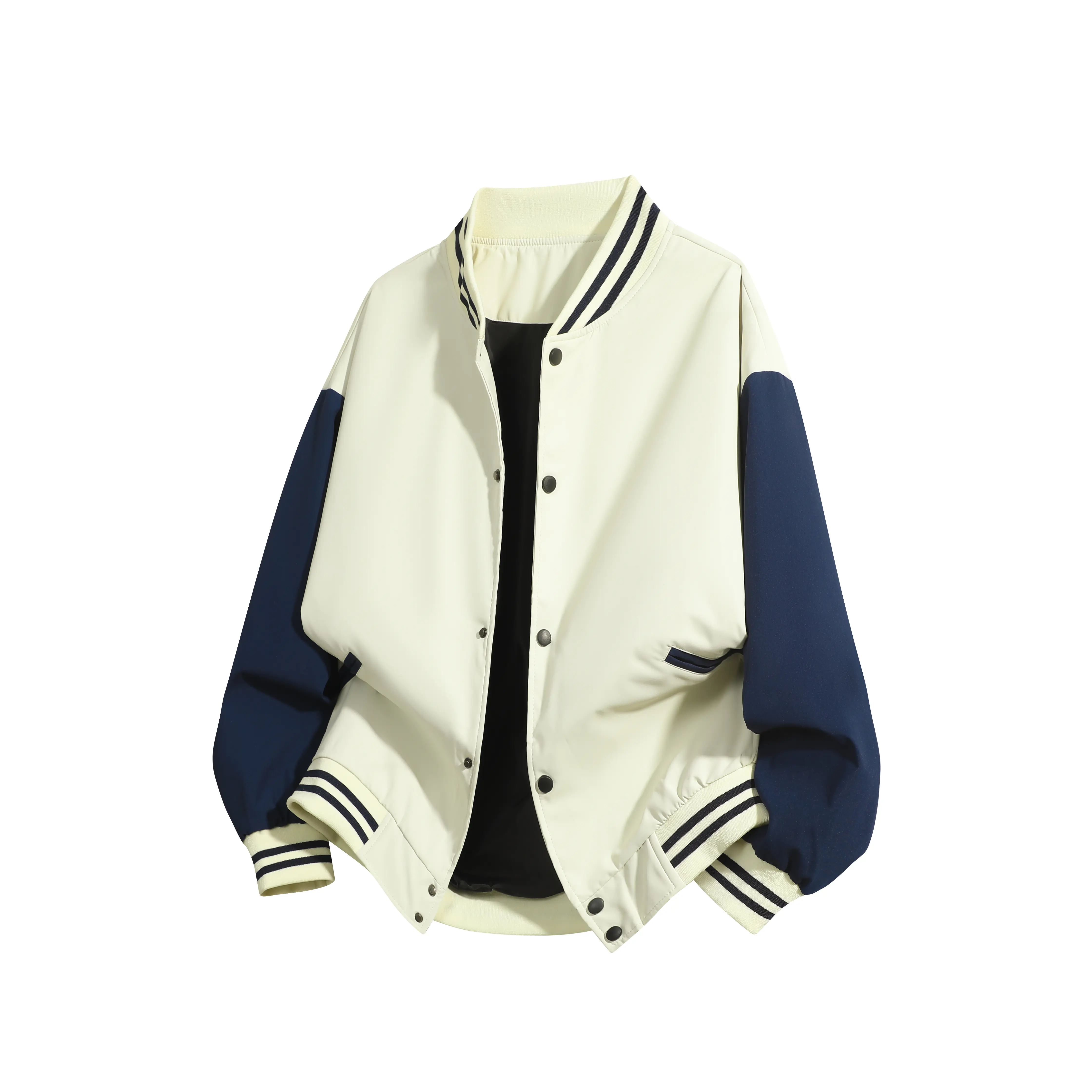 Men's Varsity Baseball Jacket - Casual Snap-Button Outerwear, Menswear with Varsity Look, Cozy Soft Comfy Durable Premium Classic Stylish Trendy Urban Hype Vibes, Machine Washable Daily Apparel Top