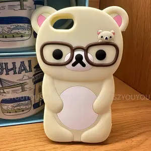For iPhone 17 Pro 4 4S 5 5S 6 16 Pro Max 15 14 Plus 13 12 11 7 8 SE Rilakkuma Bear Chocolate Cartoon Soft Silicon Phone Case
