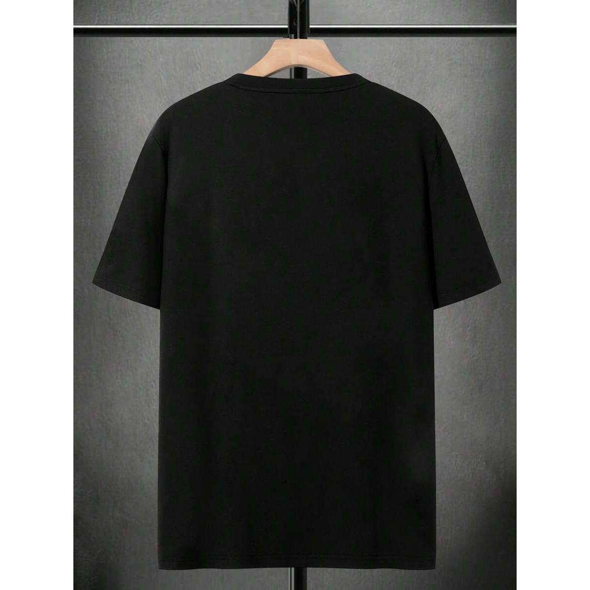 Manfinity Homme Plus Size Men Slogan Graphic Print Round Neck Short Sleeve Vacation Casual T-Shirt