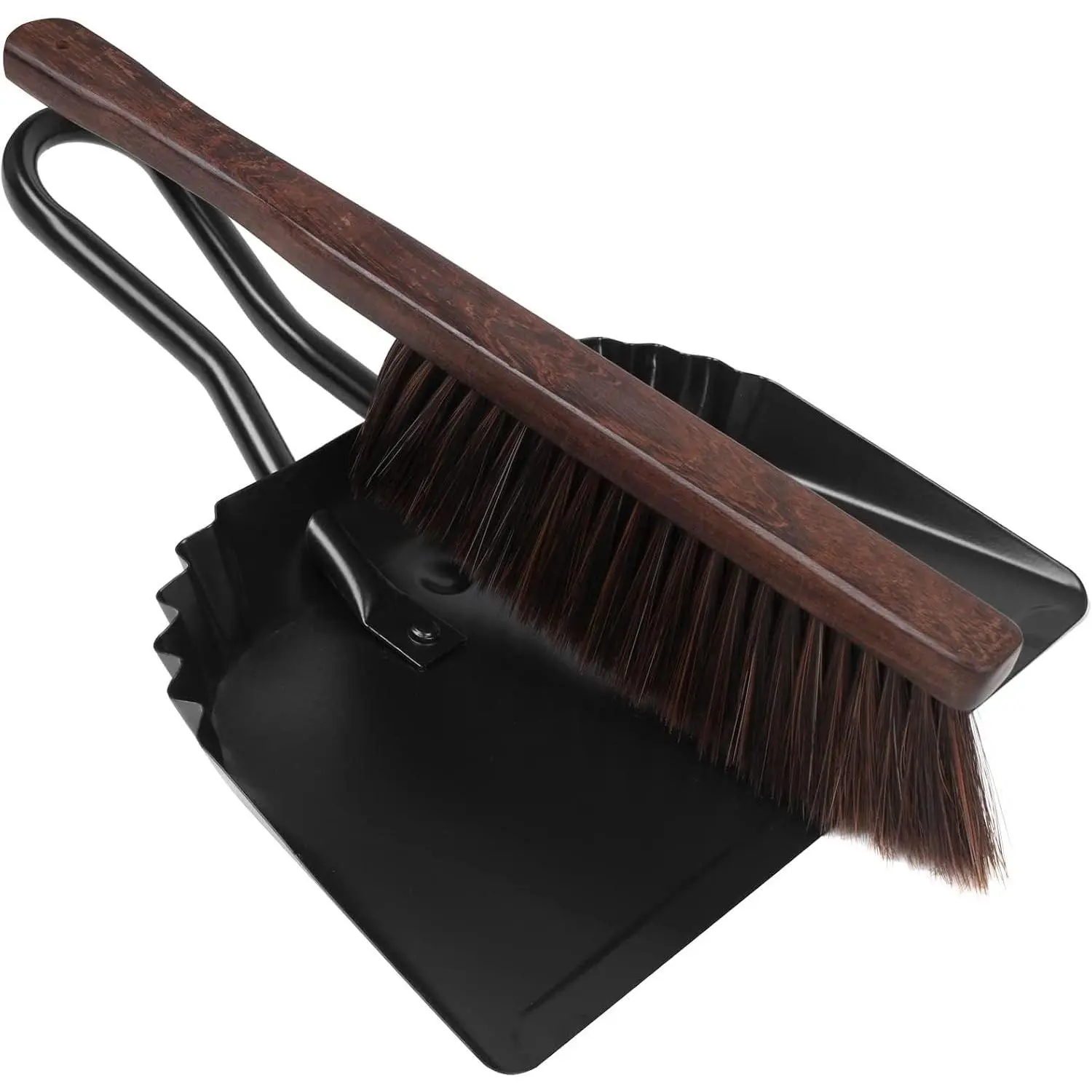 Heavy-Duty Stainless Steel Dust Pan and Brush Set - Handheld Angled Dustpan & Broom with Precision Edge for Small Debris, Hanging Design for Home, Fireplace Ash and StoveGift