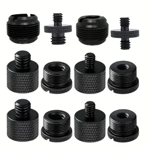 12pcs Set Black Aluminum Alloy Microphone Adapter Screws, 3/8" to 5/8" and 1/4" Threaded Screw for Mic, Camera Tripod, Projector Stand Arm, Gimbal Base Conversion, Fill Light
