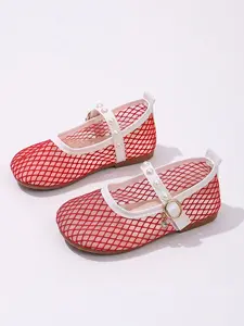 New Girl Flat Shoes, Versatile Color, Mesh Material, Embroidered Flowers, Small Charms, Pearl Decor, Cute Sandals, Velcro Design, Perfect for Vacation