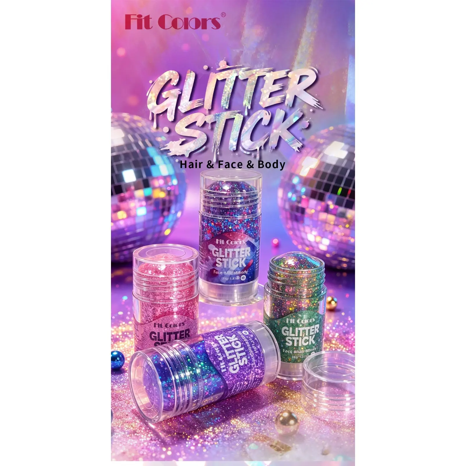 Body Face Hair Glitter Stick, Flashy Makeup for Women, Independence Day, Halloween, Christmas, Music Festival, Party Decoration