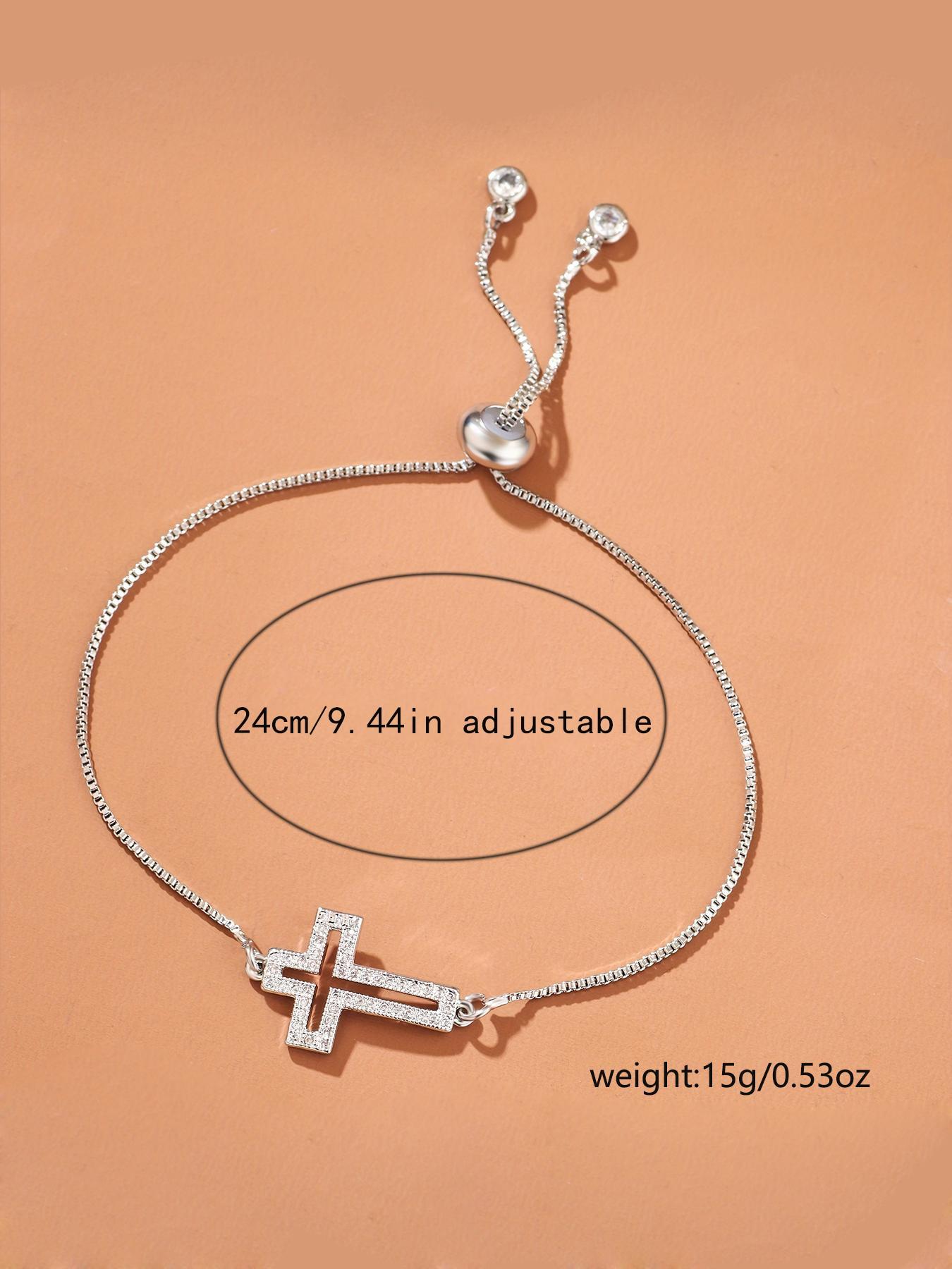 Rhinestone Cross Charm Bracelet, Exquisite Trendy Bracelet, 1 Piece Fashionable Matching Bracelet Jewelry for Women & Men for Party, Daily Clothing Decor