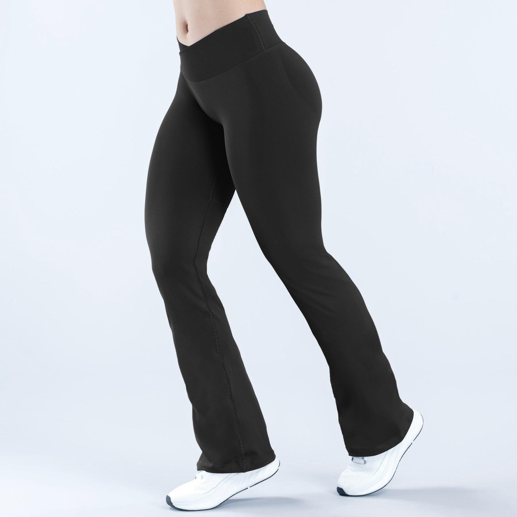 DFYNE Butt-Lifting and Shaping Flared Pants |   Cropped Yoga Pants, High-Elasticity, High-Waisted, Tummy-Slimming, Suitable for Fitness, Running, Pilates, Creating an S-Curve