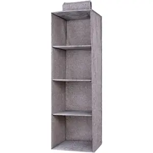 Closet Organizer, 4-Shelf Collapsible Closet Shelves, Organizer for Closet & RV, 31.5" H X 10.6" W X 10.6" D - Gray