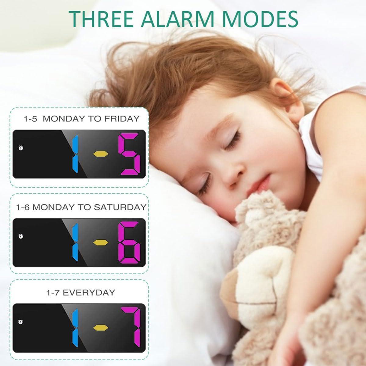 LED Digital Alarm Clock for Bedroom, Mini Size 12/24H LED Display Temperature Date Snooze Mode 3 Adjustable Brightness, Perfect for Living Room Office Desk