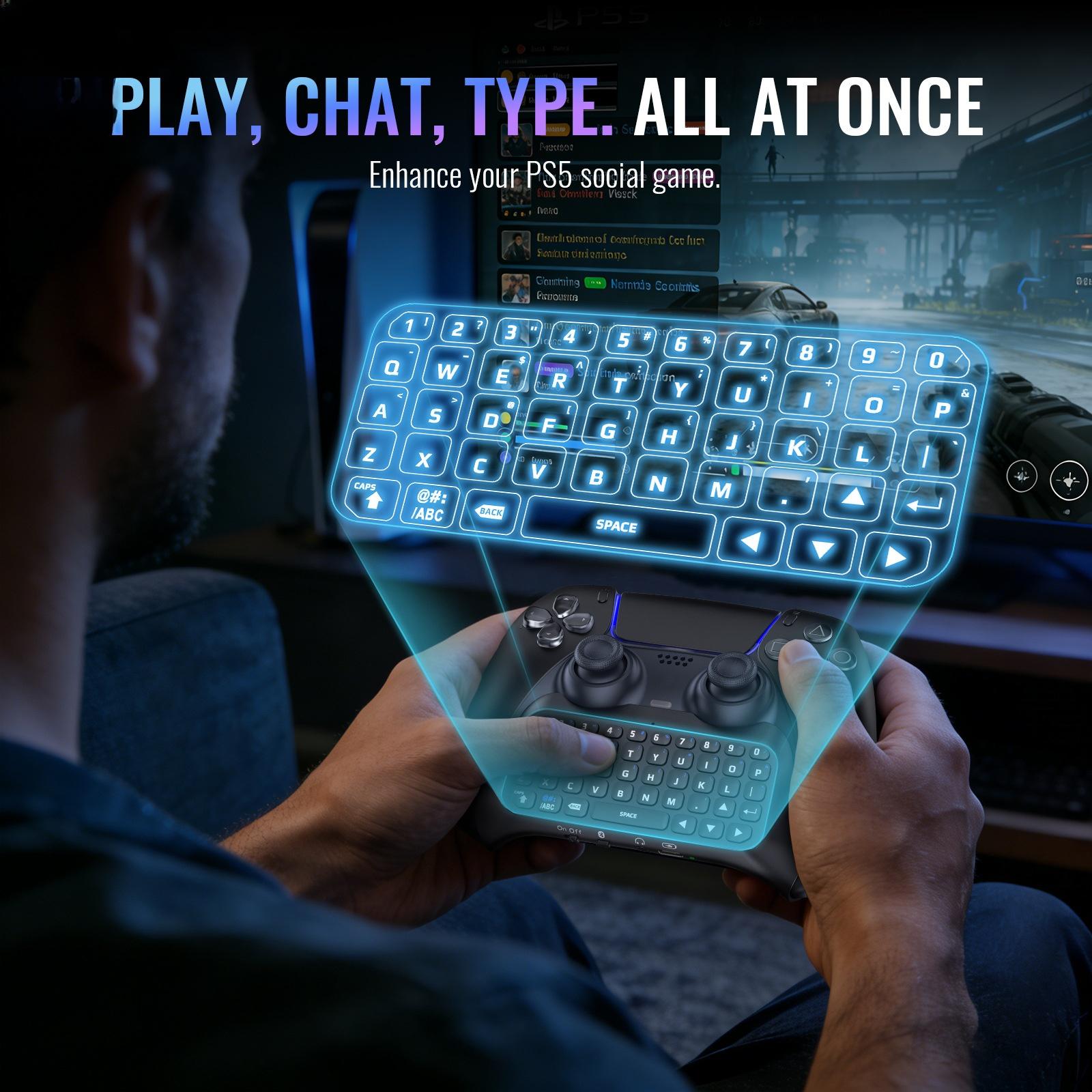 🎙️ PS5 Controller Wireless Keyboard |   Built-in Speaker for Voice Chat - Gamer Must-Have ✅ PS5 Wireless Controller Keyboard with Speaker |   Lag-Free Voice Chat - Essential Accessory