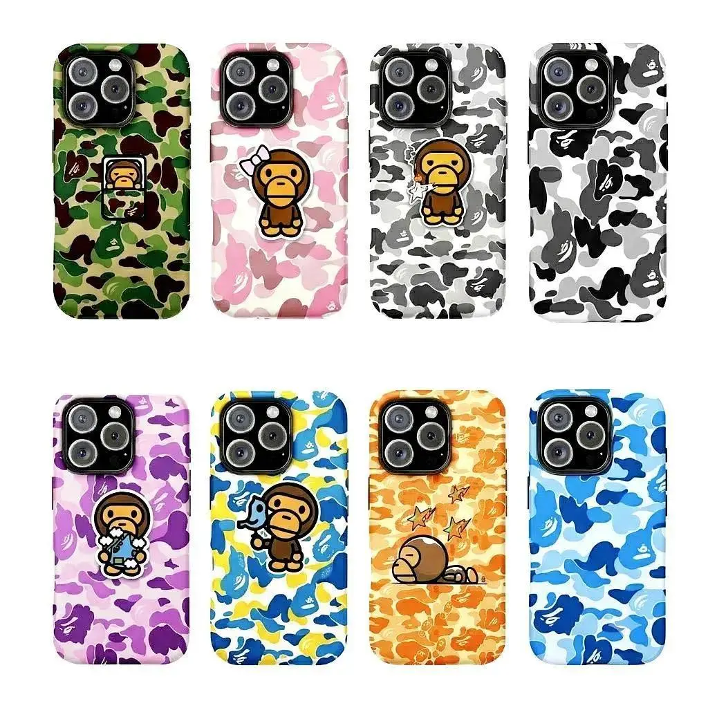 Bape Protective Camo Streetwear Phone Case Suitable for iPhone 17-11 Pro Max/Plus and  Samsung Galaxy S23-25