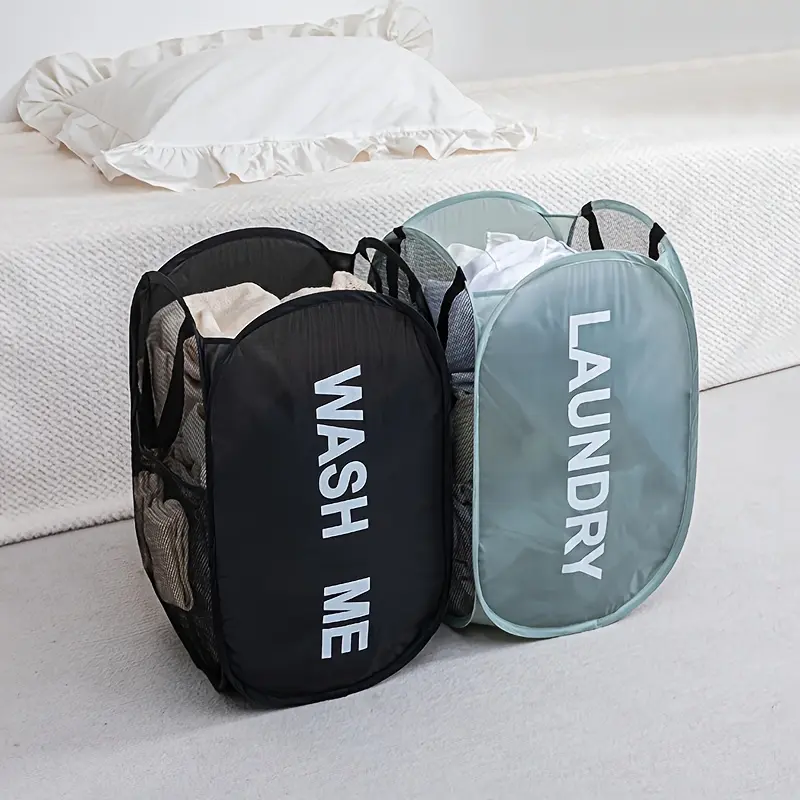1 Large-Capacity Foldable Laundry Basket - Breathable Mesh Panels, Solid-Color Minimalist Dirty Clothes Storage Basket, Ideal for Storing Garments, Towels, Bed Sheets and Daily Wear. Suitable for Families, Couples and Students, and Perfect for Bathrooms
