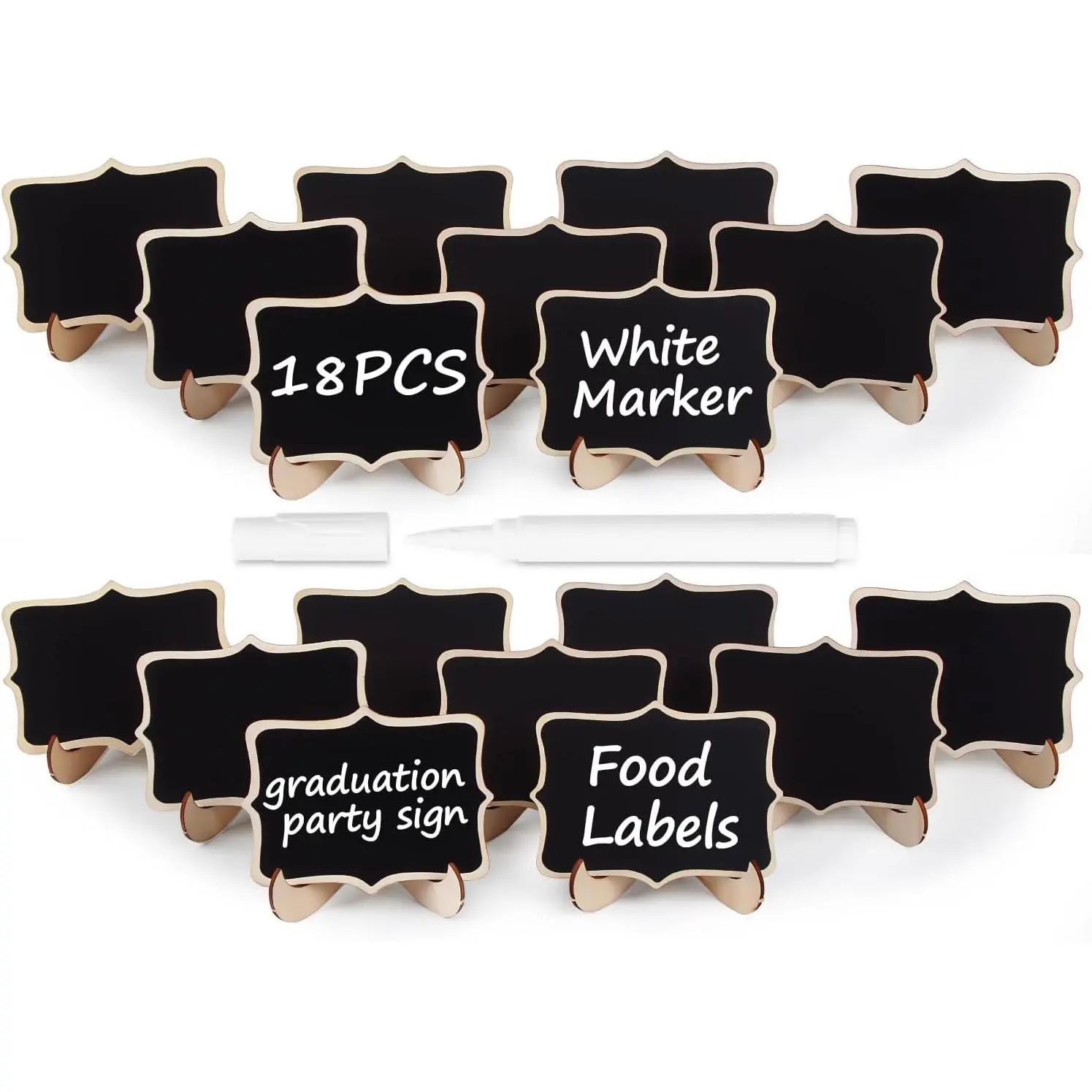 18 count Mini Chalkboard Signs with Easel Stand, Labels for Party Buffet for Graduation Decor/Wedding Signs,Catering Supplies Buffet Display/Party Supplies/Place Cards,Reserved Table Numbers