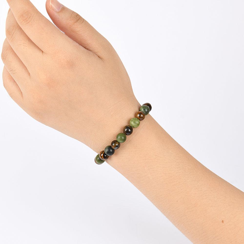 Tiger Eye Stone Bracelet Attracts Wealth, Ababusive Prosperity - Stretchable Artificial Jade Money Attraction Bracelet - Unisex Jewelry Gift bracelet Crystal bracelet Elastic Band Abundance Elasticity