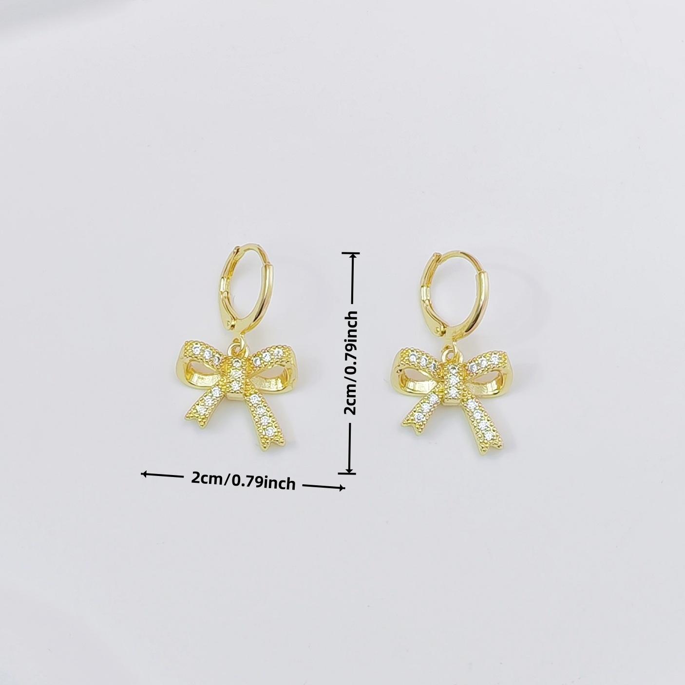 Elegant Bow Dangle Stud Earrings for Women Minimalist Trendy Jewelry Dainty Chic Aesthetic Accessory Perfect as Best Friend Birthday Gifts & BFF Friendship Presents