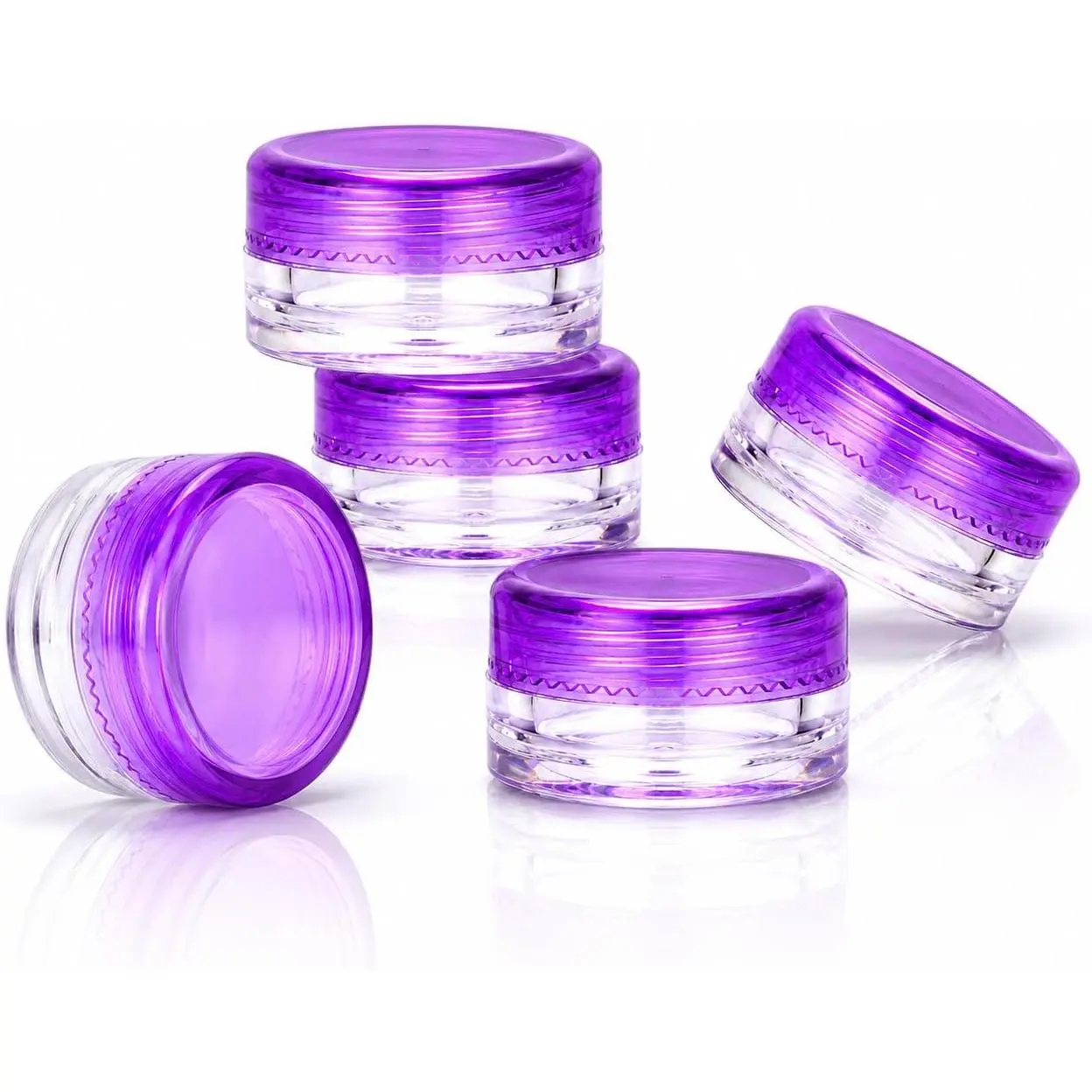 3g  Sample Containers with Screw- , Clear  Plastic Sample Jars for , , Lip Balm, Makeup, Ointments & DIY Products, Empty Travel Containers, 5 Pack ()