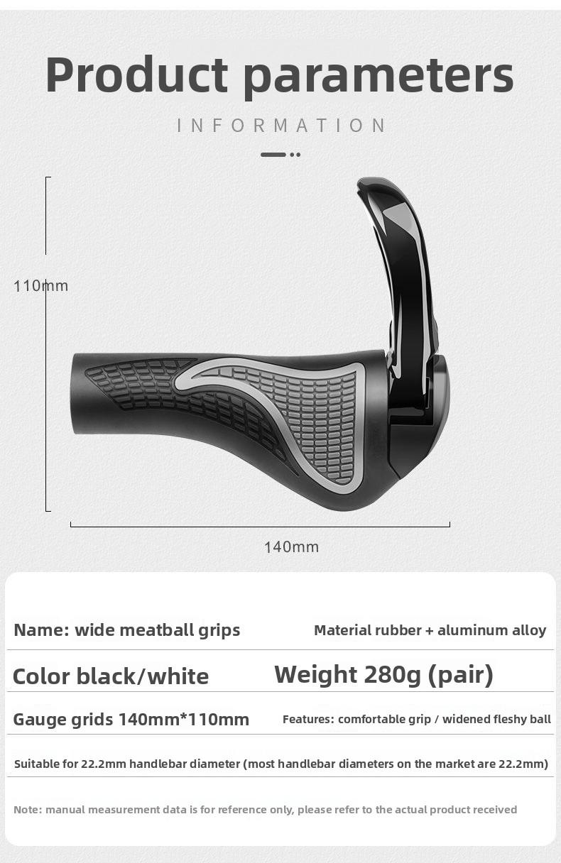 Bicycle Handlebar Covers Silicone Mountain Bike Auxiliary Handle Covers Comfortable Non-Slip Black Horn Boxed with Tools