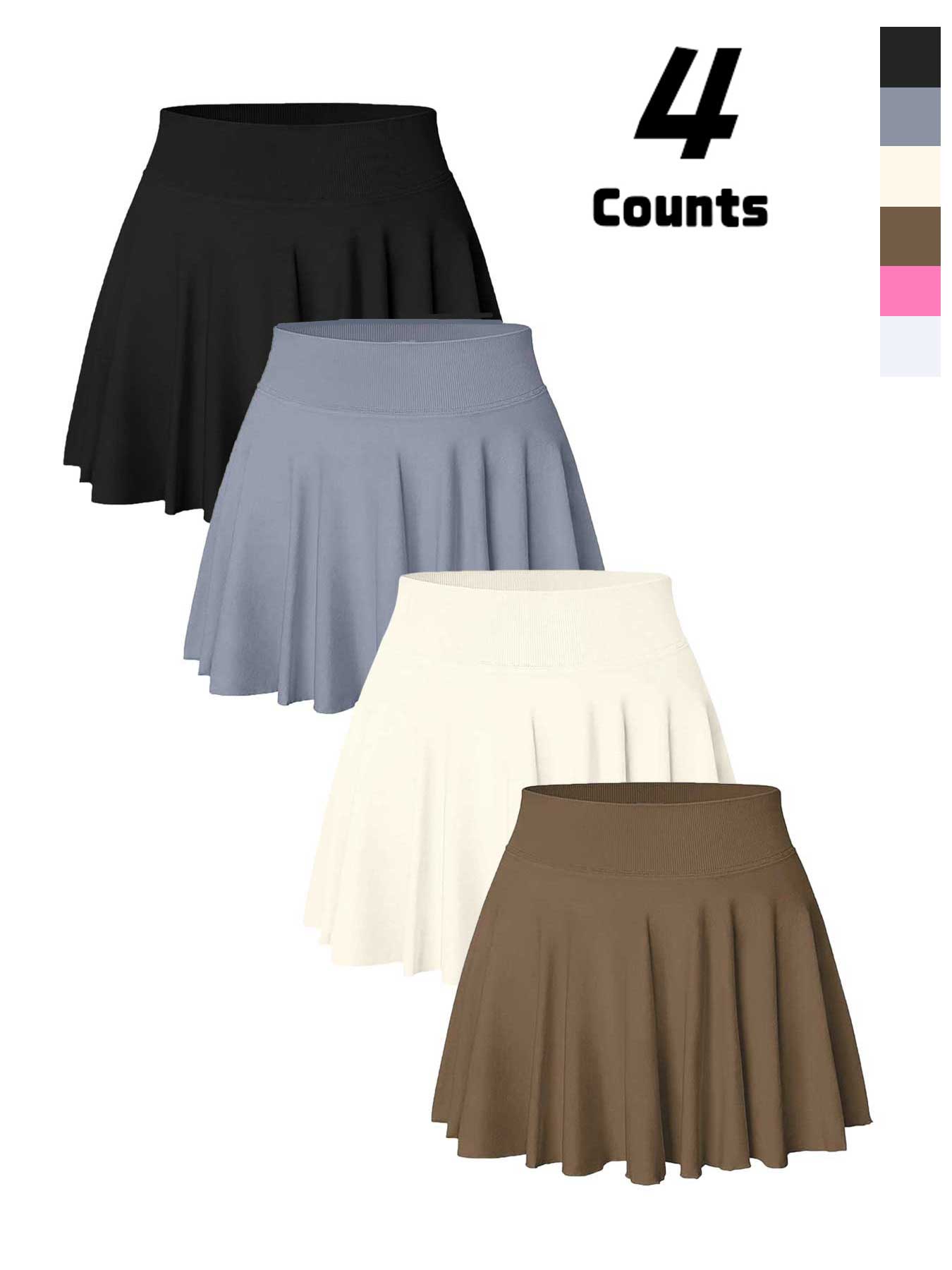 Women's Solid Color Pleated Skort, Sporty Casual Pocket Skort for Tennis Yoga Gym, Ladies Sportswear for Spring & Fall, Womenswear, Tennis Skorts, Athletic Skort