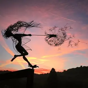 Dancing Fairy Statue with Dandelion Garden, Rust-Resistant Outdoor Decor, Perfect for Christmas, Thanksgiving, Halloween, Easter