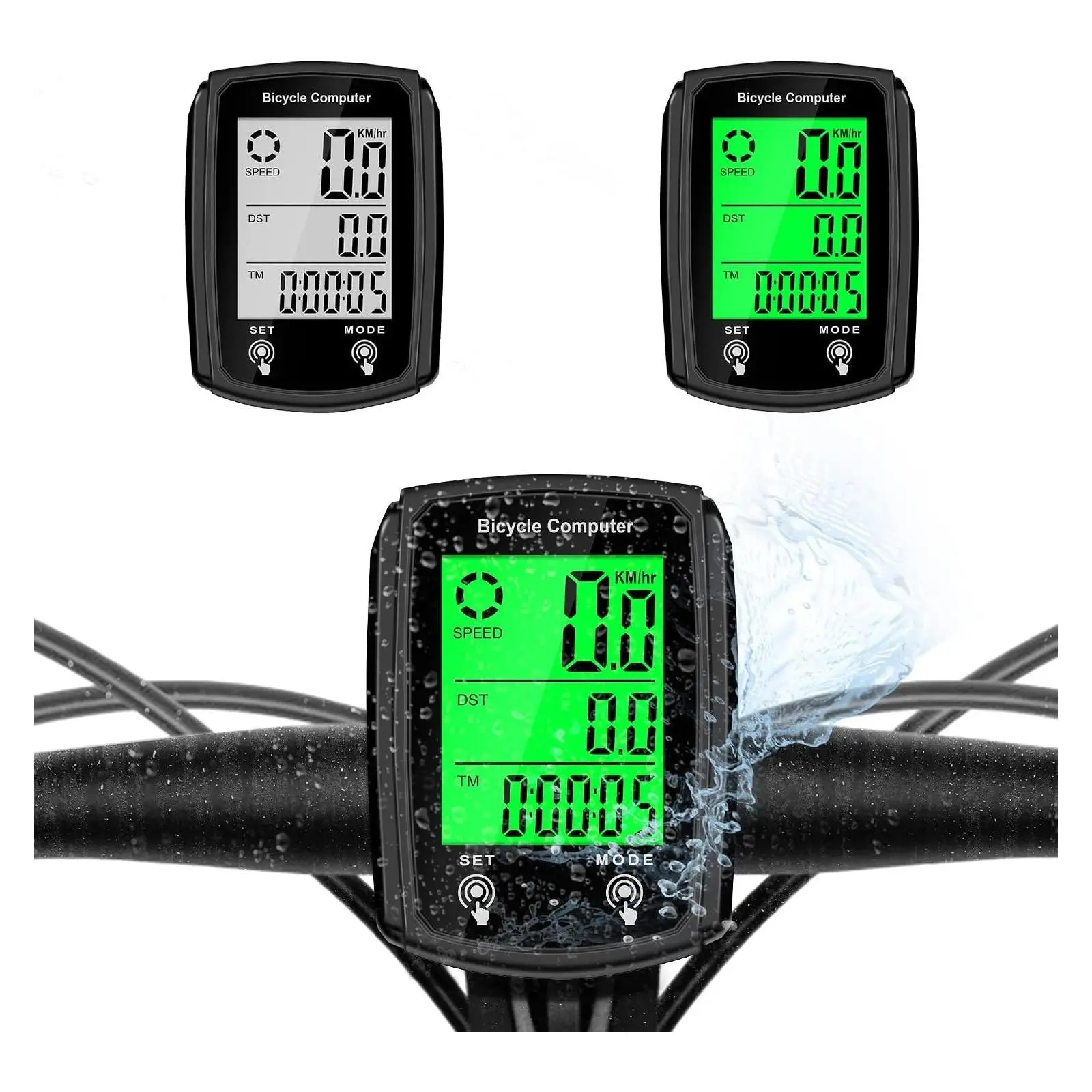 Wired Bike Computer Bicycle Odometer Speedometer with LCD Display, MPH/KM/H, Automatic Wake-Up, Single Mileage & Multi-Function Cycling AccessoriesGift