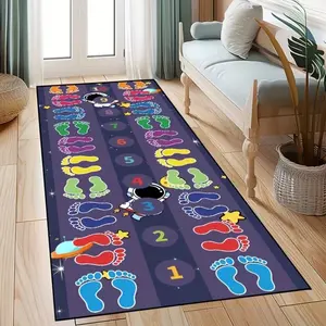 Astronaut Footprint Game Mat, Soft Shiny Puzzle Mat, Halloween Decoration, Living Room Bedroom Fitness Area Rug, Family Favorite Home Decor