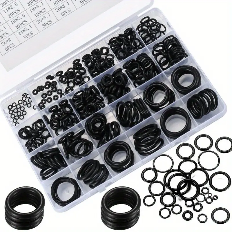 Multi-Size Nbr Rubber O-Ring Assortment Kit, Waterproof Oil Resistant Sealing Gaskets, Plastic Storage Box for Car Repair