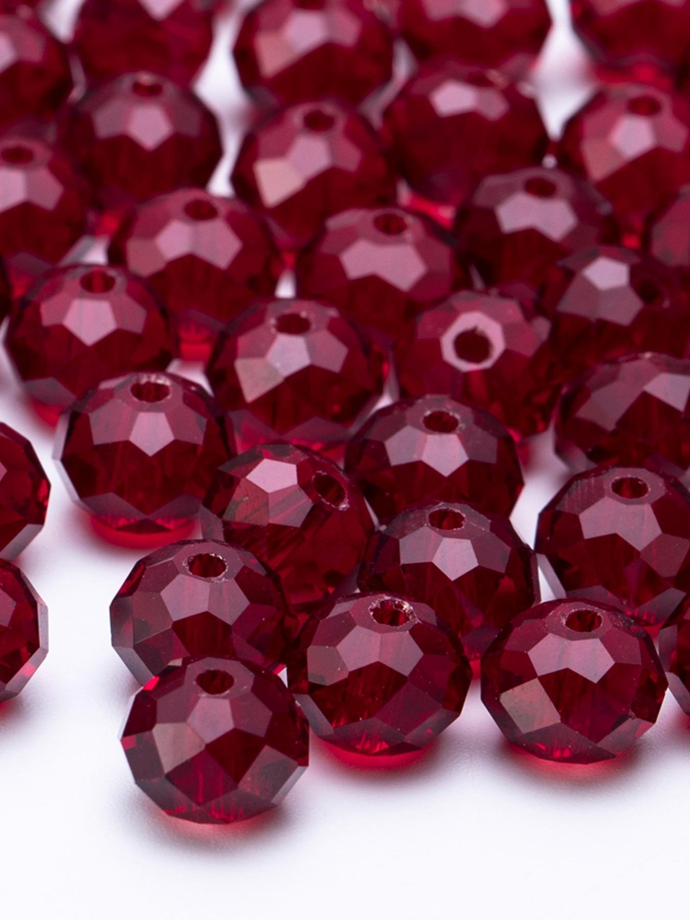 4/6/8mm Red Glass Beads, Faceted Crystal Glass Beads, Fashion Accessories for Handmade DIY Necklace Bracelet Earrings, DIY Jewelry Making Craft Supplies