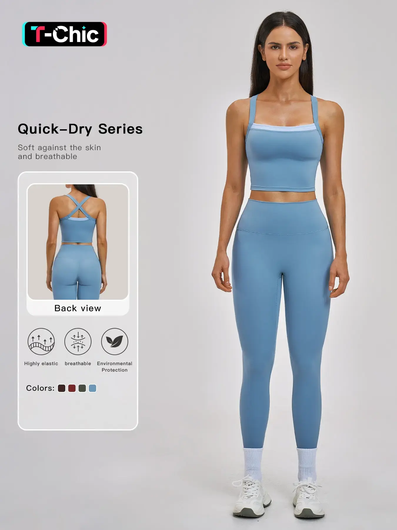 Cross-Back Sportswear Set, Quick-Dry Running & Fitness, Outdoor Leisure Wear, European & American Style, Bare-Look Design