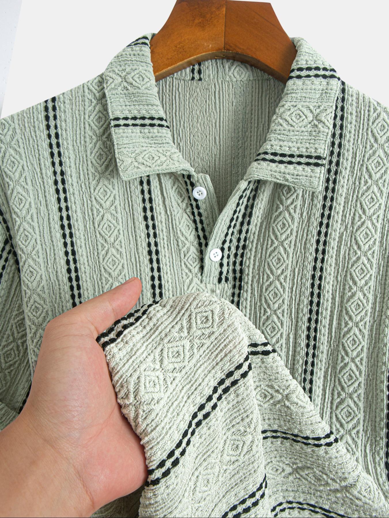 Men's Regular Fit Stripes Print Short Sleeve Polo Shirt Outfit, Casual Fashion Comfy Top for Summer, Men's Clothes for Daily Wear