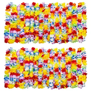 100pcs Hawaiian Leis Bulk, 45" Tropical Flower Necklace, Colorful Luau Party Leis with 6.5cm Petals, Bulk Fabric Leis for Beach, Luau, Birthday Party Supplies