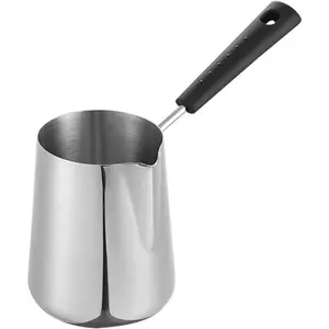 20oz/600ml Milk Butter Warmer Pot Turkish Coffee Pot Stovetop Chocolate Melting Pan Cezve Ibrik Briki Greek Arabic Coffee Maker for Maple Syrup Sauce Heating, 18/8 Stainless Steel