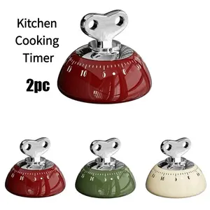 2-piece set - Home - Kitchenware - Timer - Magnetic Kitchen Timer, Refrigerator Magnetic Timer Reminder, Mechanical Clockwork Magnetic Alarm Clock (60 Minute Countdown), Retro Mechanical Timer, Battery Free Magnetic, Suitable for Kitchen Cooking