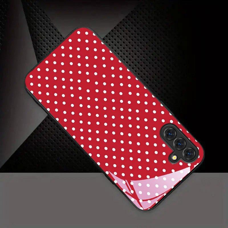 Red Background with White Dots Pattern New Black Phone Case Tempered Glass for Samsung Galaxy S26 S25 S24 S23 S22Pro S21 S20 Fe Plus Ultra Pro A56 A55 A54 A53 A52 A51 A36 A35 A34 A32 A26 A25 A24 A23 A16 A15 A14 A06 A05 A03s