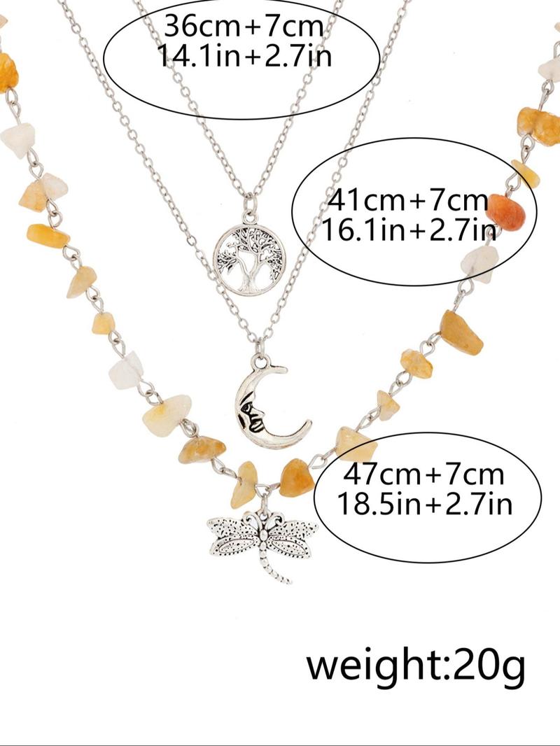 Women's Elegant Artificial Crystal & Star & Triple Moon Pendant Necklace, Fashion Jewelry for Party, Trendy All-match & Exquisite Jewelry for Gift, for Fall, Whimsical Necklace, Unique Gifts for Women, Statement Necklace, Necklace Stack