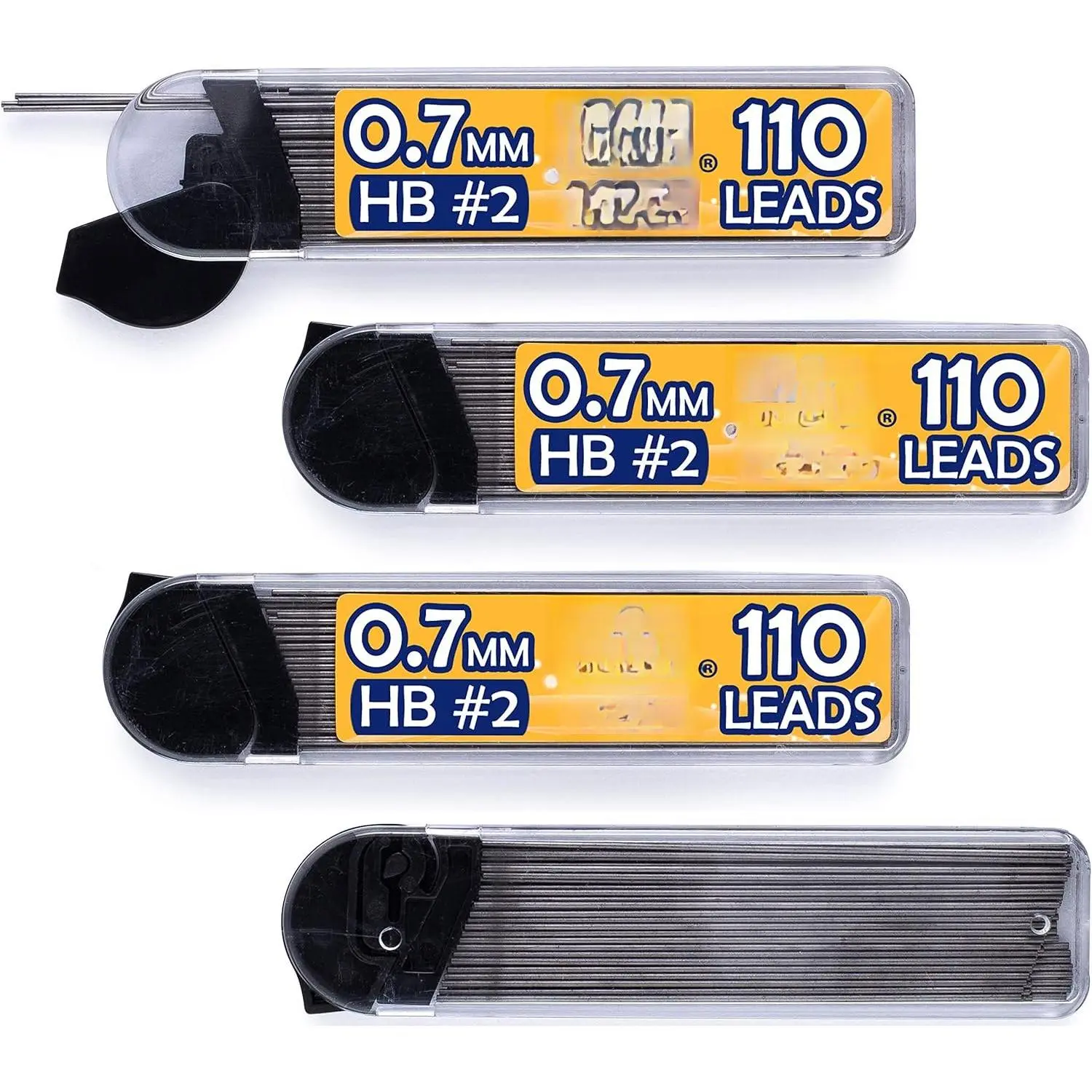 0.7mm Graphite Lead Refills, HB #2, 4-Dispenser Pack (110 Count Each, 440 Total), Medium Thickness, Break-Resistant, Elegant Dispensing Mechanism