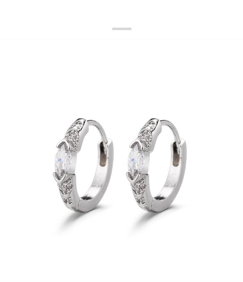 Silver Hoop Earrings for Women, Marquise Cut CZ Diamond Huggie Earrings, Elegant Small Hoop Ear Jewelry, Minimalist Fashion Earrings, Daily Party Gift