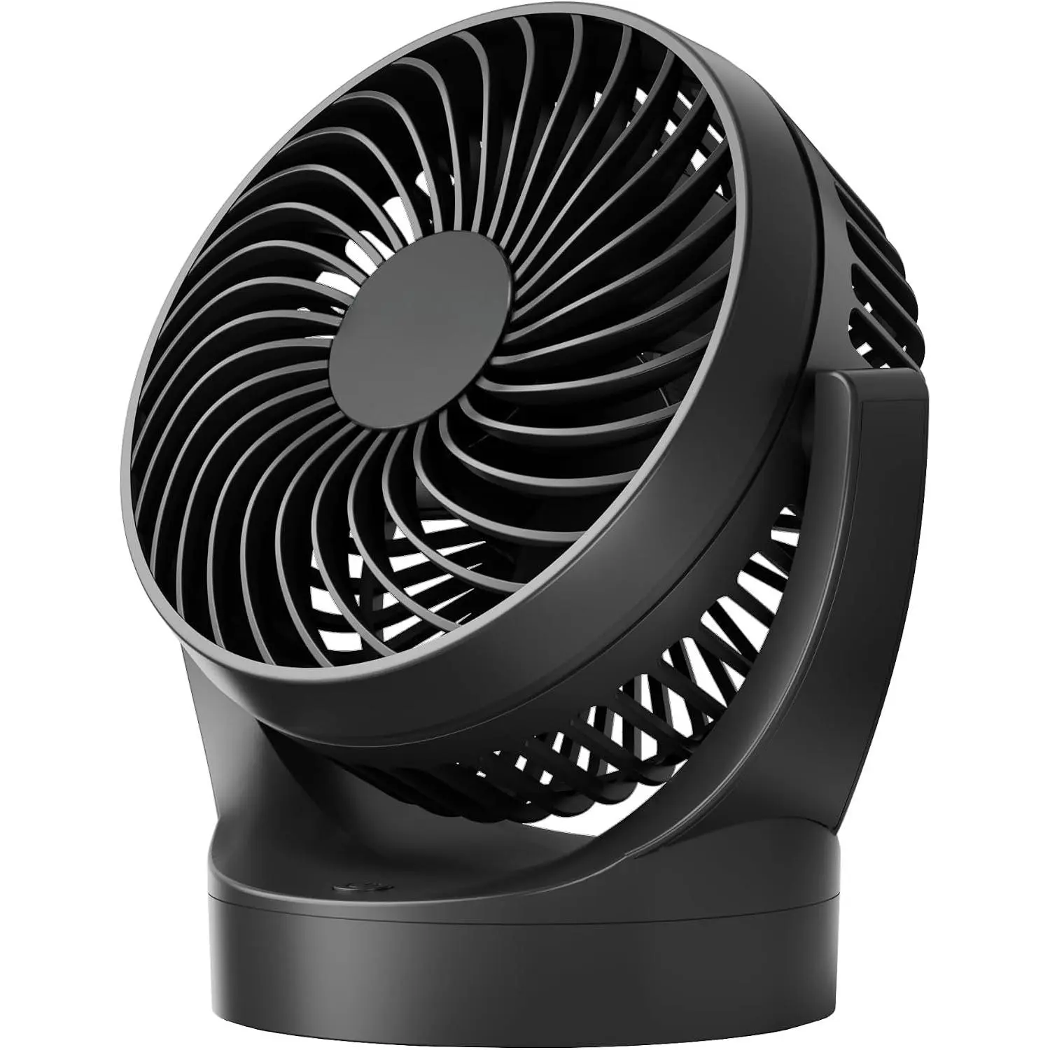 Portable Desk Fan, 3 Adjustable Speeds, Solid Black, Quiet Brushless , Up to 19H -Day Cooling, 135° Tilt Bedroom Fan for /Office/Outdoor (Black)
