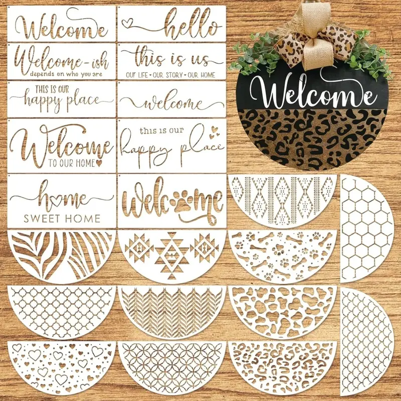 Welcome to use the doormat painting templates, semi-circular craft templates, which can be reused for doormats, furniture, signs, canvas, and other DIY projects