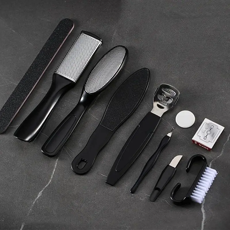 10 in 1 Stainless Steel Foot Rubbing Tool Set, Foot Grinding Set, Foot File, Foot Trimming and Scraping Device, Foot Care