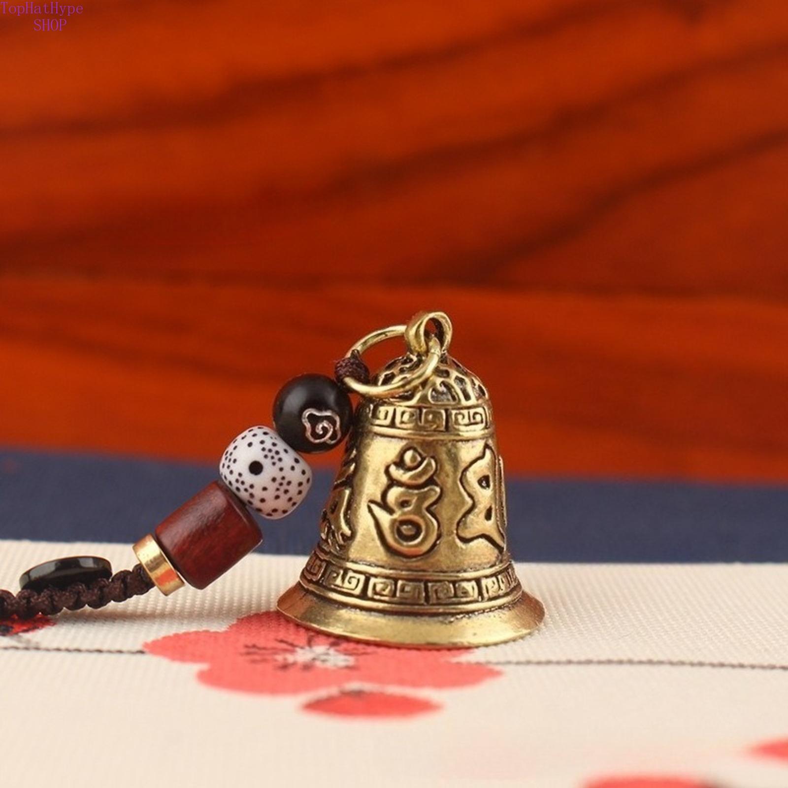 Vintage Brass Om Mani Padme Hum Bell Keychain, Spiritual Lucky Pendant for Men & Women, Stylish Bag Charm & Gift