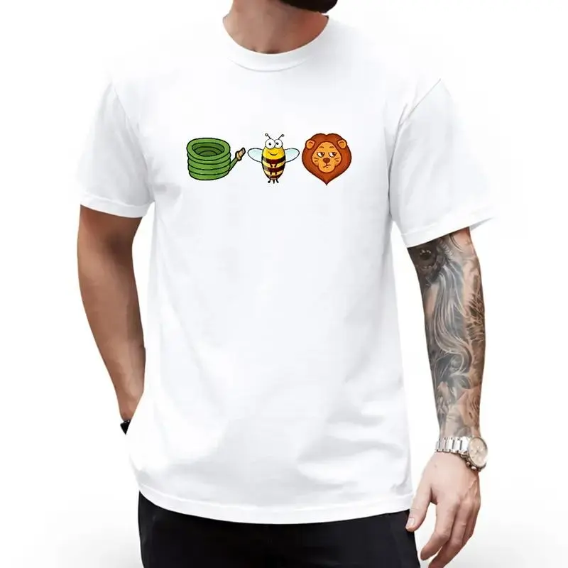 Men Women Oversized Short Sleeve Tshirt, Hose Bee Lion Cartoon Emoji Graphic Print Funny Pun Wordplay Meme Tee, Cute Retro Humor Aesthetic, Casual Daily Summer Breathable Cotton Crewneck Shirt