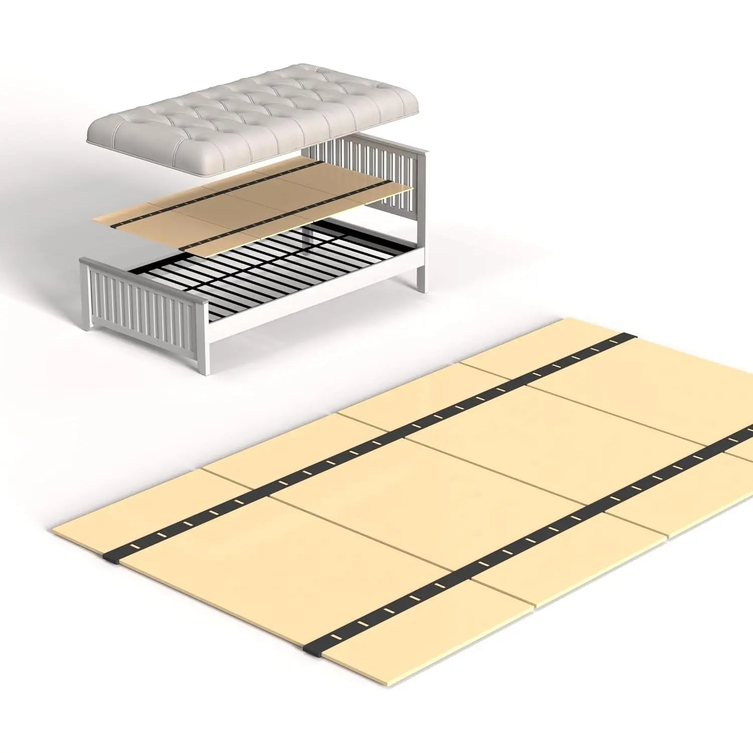 Heavy Duty Thick Foldable Box Spring, Mattress Supporting Bed Support Slats for Wood Floor, 60"x30"