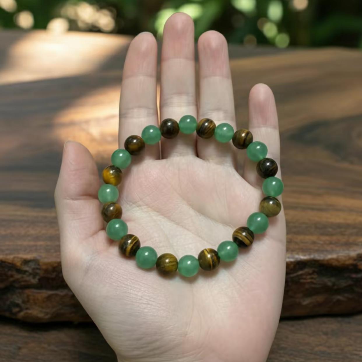 1pc Arpurraina Money Attraction Bracelet |   Green Aventurine & Tiger Eye Colorblock Beaded Bracelets |   Jade Bracelet for Women Men |   Bracelet Stack |   Men Accessories |   Couples Freak Gifts