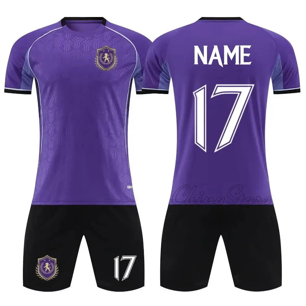 Wholesale Player-Version Men's Short Sleeve Soccer Jersey Set - Customizable Logo, Purple/Blue/Pink, Shirt+Shorts, Multi-Size (2XS/2XL/3XL/4XL), 175-180cm Height, Team Play Uniforms
