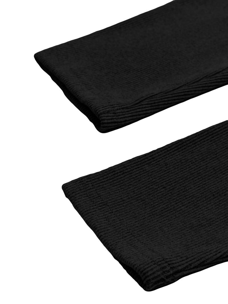 Women's Solid Button Front Ribbed Tee, Casual Long Sleeve Round Neck T-shirt Button Down Front for Spring & Fall, Ladies Clothes for Daily Wear